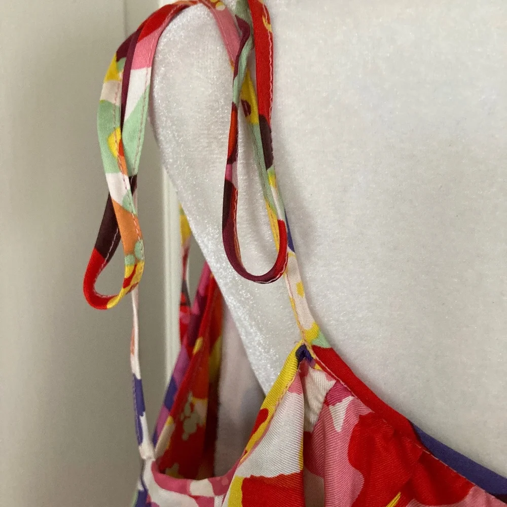 Boston Proper Floral Silk Dress w Spaghetti Ties SZ 16 - Picture 4 of 12